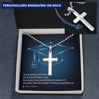 Personalized Cross Necklace with Ball Chain - Graduation, You Get Back Up