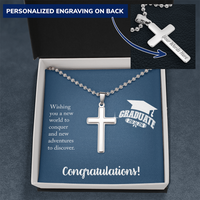 Personalized Cross Necklace with Ball Chain - Gift For Him, Son, Grandson, Wishing You A New Word