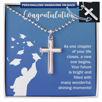 Personalized Cross Necklace with Ball Chain - Graduation, Congratulations