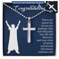 Personalized Cross Necklace with Ball Chain - Graduation, Religion, This Is My Prayer