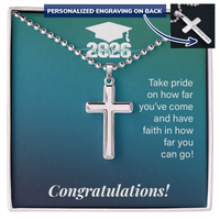 Artisan Cross with Cuban Link Chain - Gift For Son, Grandson, Great Grandson