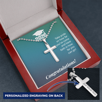 Artisan Cross with Cuban Link Chain - Gift For Son, Grandson, Great Grandson