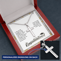 Personalized Cross Necklace with Ball Chain - Graduation, Religion, I Wish You The Strength