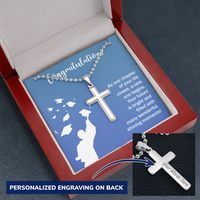 Personalized Cross Necklace with Ball Chain - Graduation, Congratulations