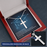 Personalized Cross Necklace with Ball Chain - Graduation, You Get Back Up