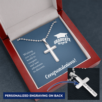 Personalized Cross Necklace with Ball Chain - Gift For Him, Son, Grandson, Wishing You A New Word