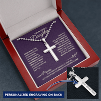 Personalized Cross Necklace with Ball Chain for Daughter - Mother's Day Gift