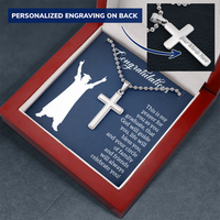 Personalized Cross Necklace with Ball Chain - Graduation, Religion, This Is My Prayer