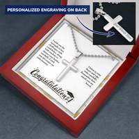 Personalized Cross Necklace with Ball Chain - Graduation, Religion, I Wish You The Strength