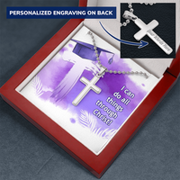 Personalized Cross Necklace with Ball Chain - Graduation, Religion, I Can Do All Things