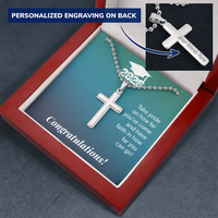Artisan Cross with Cuban Link Chain - Gift For Son, Grandson, Great Grandson