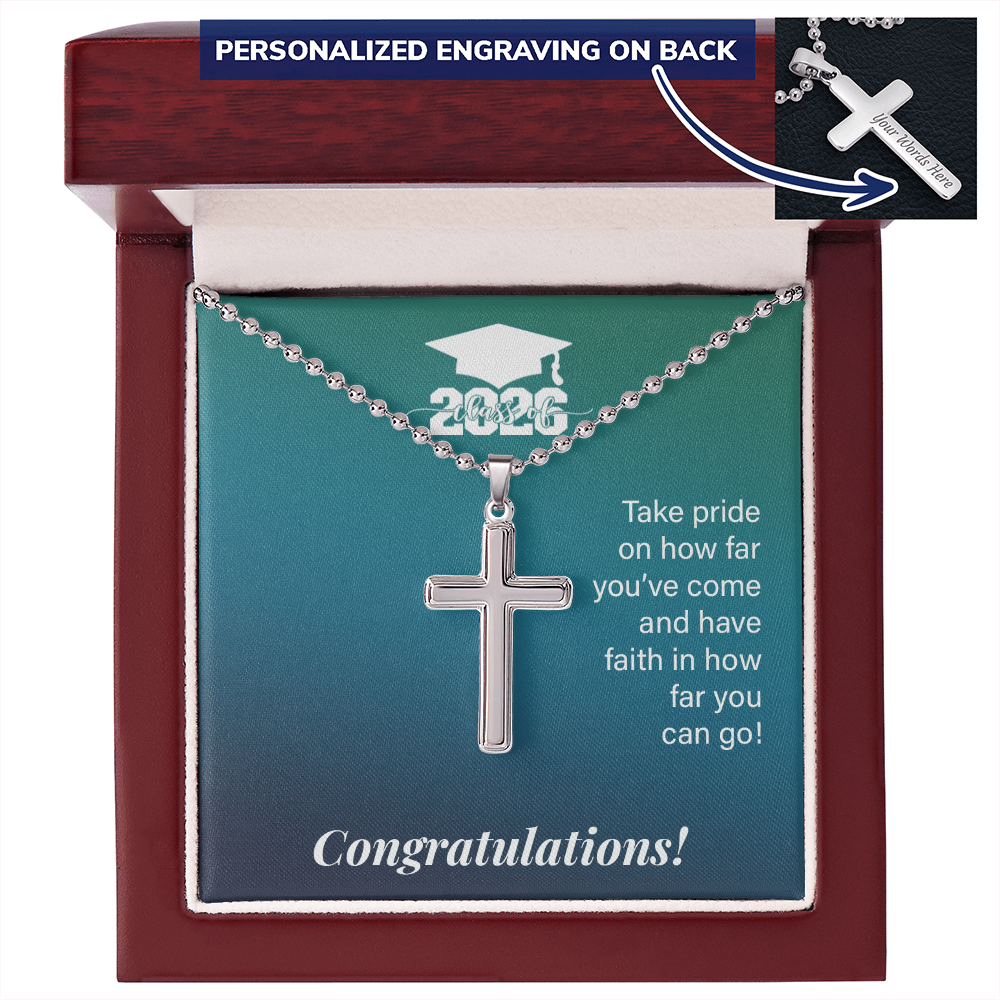 Artisan Cross with Cuban Link Chain - Gift For Son, Grandson, Great Grandson