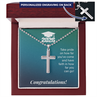 Artisan Cross with Cuban Link Chain - Gift For Son, Grandson, Great Grandson