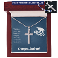 Personalized Cross Necklace with Ball Chain - Gift For Him, Son, Grandson, Wishing You A New Word