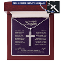 Personalized Cross Necklace with Ball Chain for Daughter - Mother's Day Gift