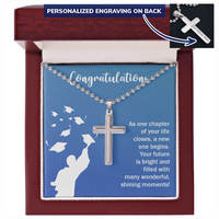 Personalized Cross Necklace with Ball Chain - Graduation, Congratulations