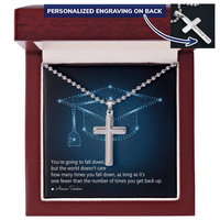 Personalized Cross Necklace with Ball Chain - Graduation, You Get Back Up