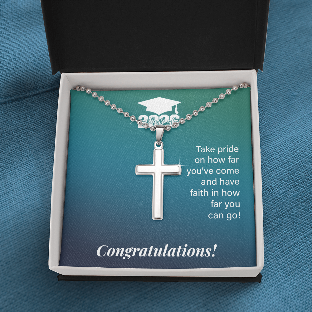 Artisan Cross Necklace with Ball Chain - Gift For Son, Grandson, Great Grandson