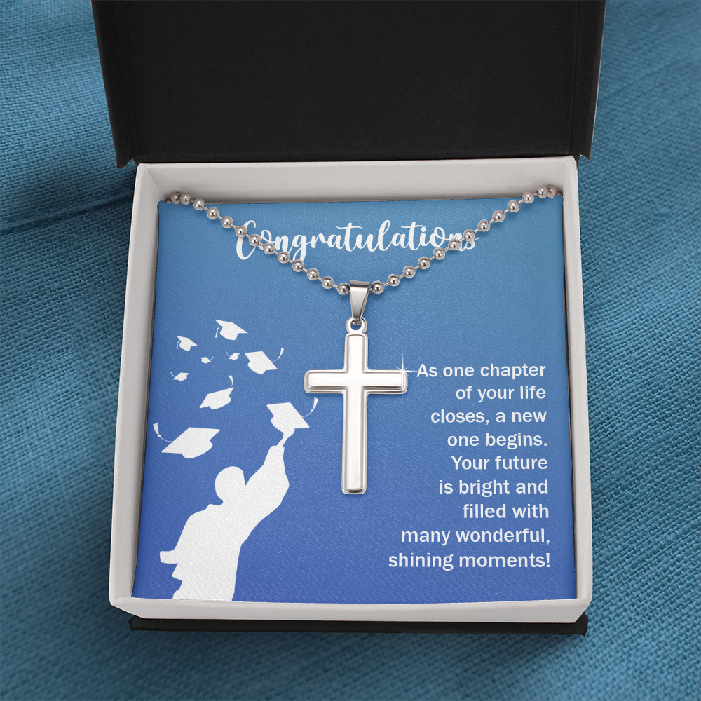 Artisan Cross Necklace with Ball Chain - Graduation, Congratulations