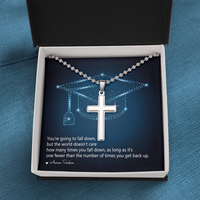 Artisan Cross Necklace with Ball Chain - Graduation, You Get Back Up