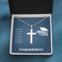 Artisan Cross Necklace with Ball Chain - Gift For Him, Son, Grandson, Wishing You A New Word