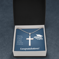 Artisan Cross Necklace with Ball Chain - Gift For Him, Son, Grandson, Wishing You A New Word