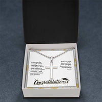 Artisan Cross Necklace with Ball Chain - Graduation, Religion, I Wish You The Strength