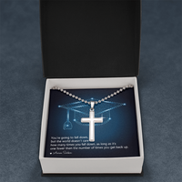 Artisan Cross Necklace with Ball Chain - Graduation, You Get Back Up