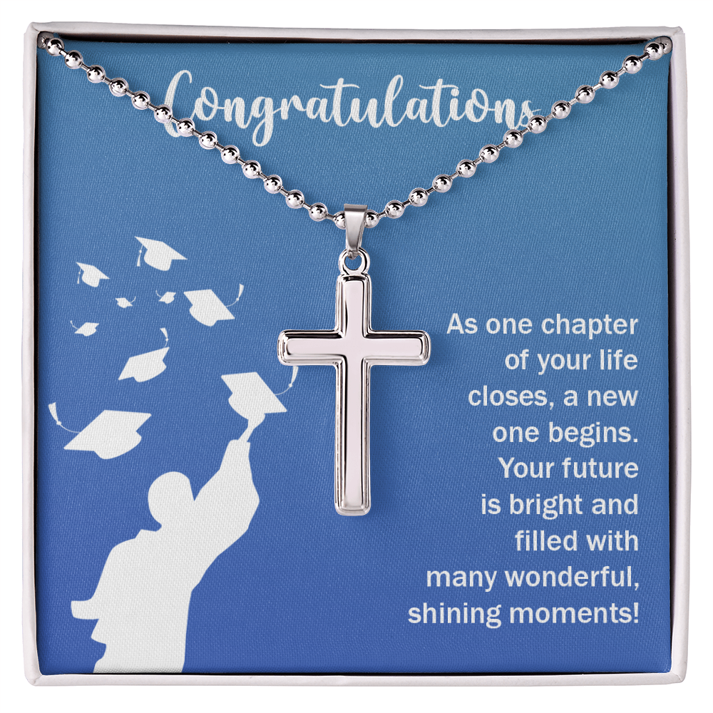 Artisan Cross Necklace with Ball Chain - Graduation, Congratulations