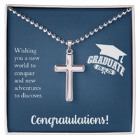 Artisan Cross Necklace with Ball Chain - Gift For Him, Son, Grandson, Wishing You A New Word