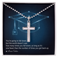 Artisan Cross Necklace with Ball Chain - Graduation, You Get Back Up