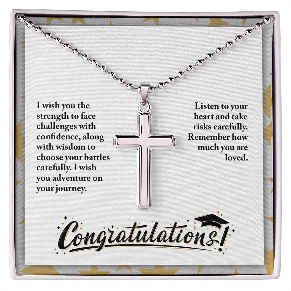 Artisan Cross Necklace with Ball Chain - Graduation, Religion, I Wish You The Strength