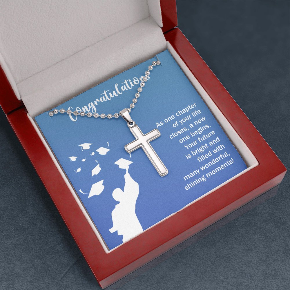 Artisan Cross Necklace with Ball Chain - Graduation, Congratulations