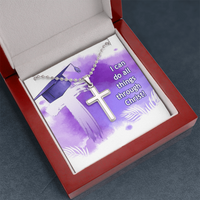 Artisan Cross Necklace with Ball Chain - Graduation, Religion, I Can Do All Things