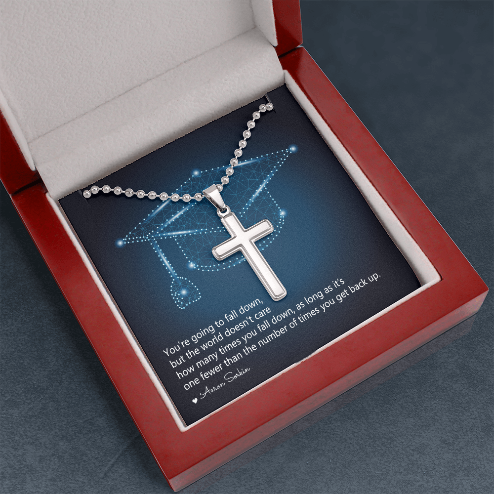 Artisan Cross Necklace with Ball Chain - Graduation, You Get Back Up