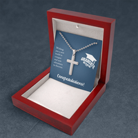 Artisan Cross Necklace with Ball Chain - Gift For Him, Son, Grandson, Wishing You A New Word