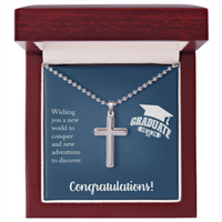 Artisan Cross Necklace with Ball Chain - Gift For Him, Son, Grandson, Wishing You A New Word