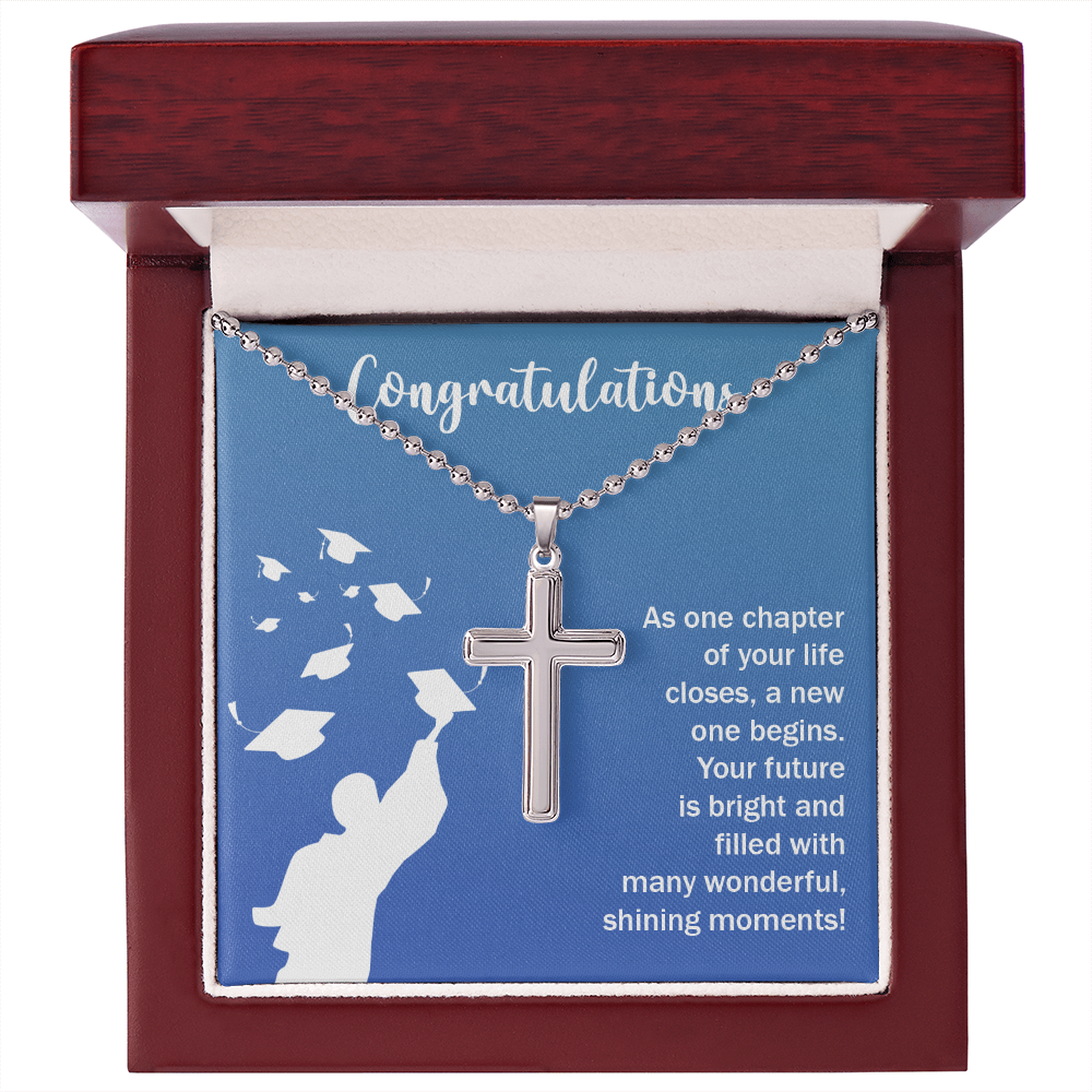 Artisan Cross Necklace with Ball Chain - Graduation, Congratulations