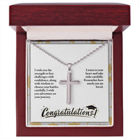 Artisan Cross Necklace with Ball Chain - Graduation, Religion, I Wish You The Strength