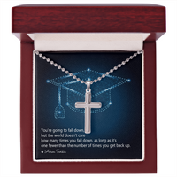 Artisan Cross Necklace with Ball Chain - Graduation, You Get Back Up