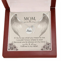 Memorial Necklace / Remembrance Necklace with Angel Wing - Mom, If I Try to Say - Mother's Day Memorial Gift