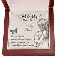 Memorial Necklace / Remembrance Necklace with Angel Wing - Mom, Love is Bond - Mother's Day Memorial Gift