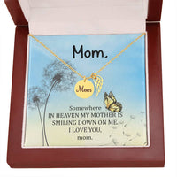 Memorial Necklace / Remembrance Necklace with Angel Wing - Mom, Somewhere in Heaven - Mother's Day Memorial Gift