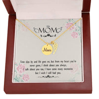 Memorial Necklace / Remembrance Necklace with Angel Wing - Mom, Time Slips By - Mother's Day Memorial Gift