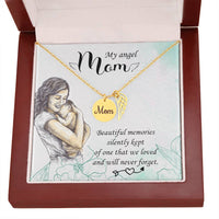 Memorial Necklace / Remembrance Necklace with Angel Wing - Mom, Beautiful Memories - Mother's Day Memorial Gift