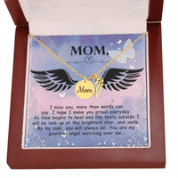 Memorial Necklace / Remembrance Necklace with Angel Wing - Mom, I Miss You - Mother's Day Memorial Gift
