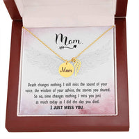 Memorial Necklace / Remembrance Necklace with Angel Wing - Mom, Death Changes Nothing  - Mother's Day Memorial Gift