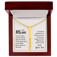 Engraved 4-Sided Stick Necklace with Message Card for Mom - Mother's Day Gift