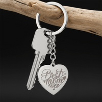 Engraved Heart Keychain for Mom - Mother's Day Gift - Best Mom Ever