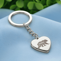 Engraved Heart Keychain for Mom - Mother's Day Gift - Mama Bear